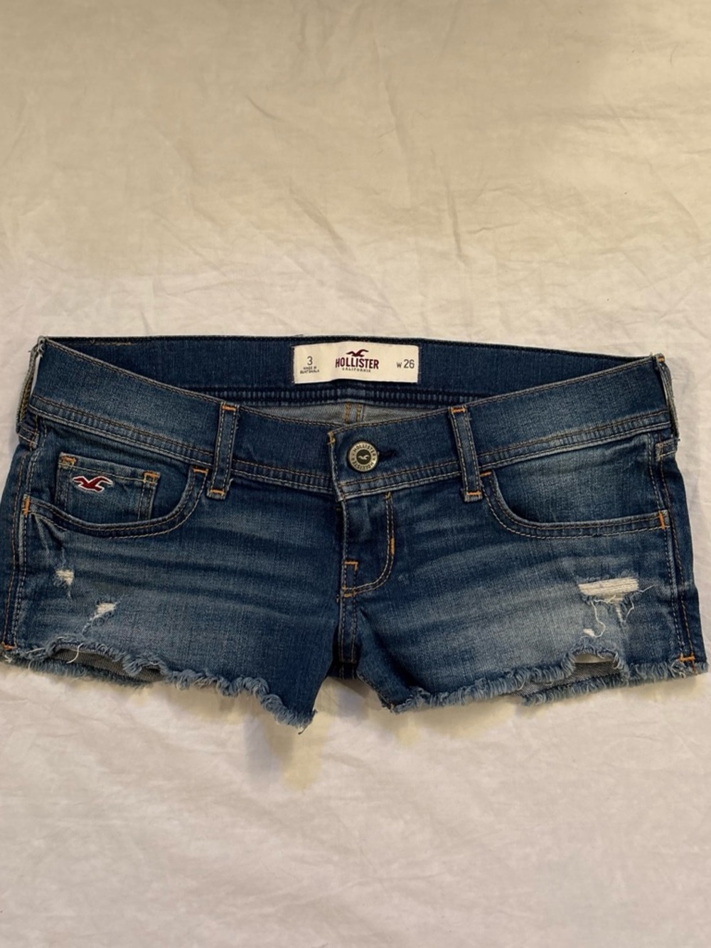 Y2K Hollister Dark Wash ultra low rise denim mini Cutoff Shorts - Blue